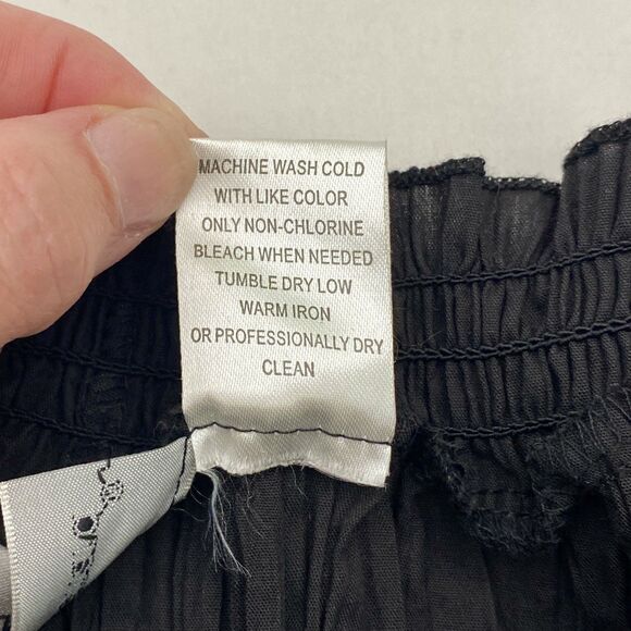 Harve Benard Crinkle Blouse Small Black Tassel Top Witchy Boho Whimsigoth - Picture 10 of 13